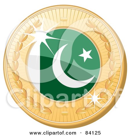 Royalty-Free (RF) Clipart Illustration of a 3d Golden Shiny Pakistan Medal by elaineitalia