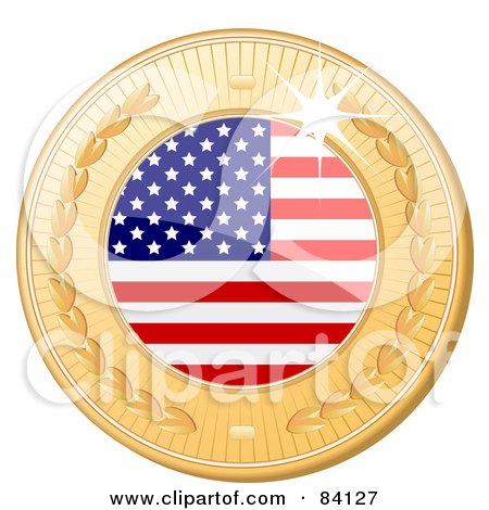 Royalty-Free (RF) Clipart Illustration of a 3d Golden Shiny United States Medal by elaineitalia