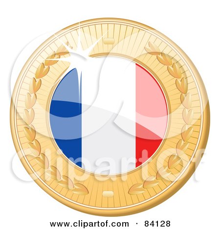 Royalty-Free (RF) Clipart Illustration of a 3d Golden Shiny France Medal by elaineitalia