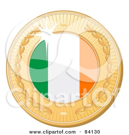 Royalty-Free (RF) Clipart Illustration of a 3d Golden Shiny Republic of Ireland Medal by elaineitalia