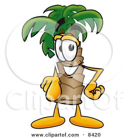 Clipart Picture of a Palm Tree Mascot Cartoon Character Pointing at the Viewer by Mascot Junction