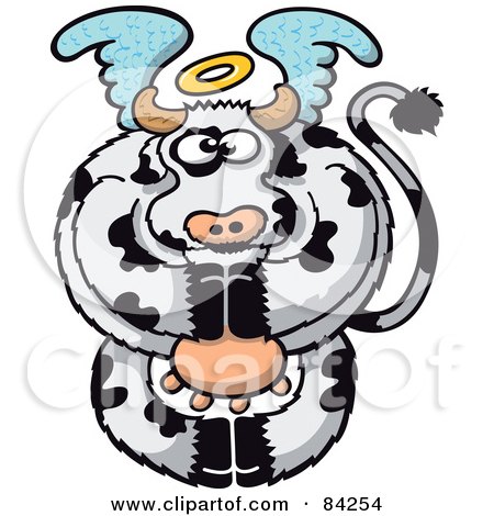 Royalty-Free (RF) Clipart Illustration of an Angel Cow by Zooco