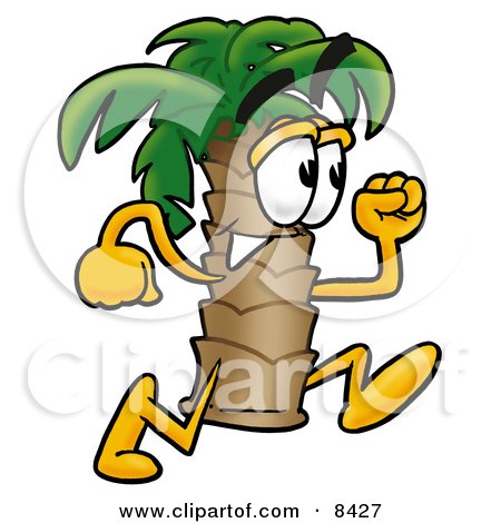 Clipart Picture of a Palm Tree Mascot Cartoon Character Running by Mascot Junction