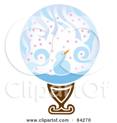 Royalty-Free (RF) Clipart Illustration of a Happy Snowman Snowglobe On A Pedestal by Cherie Reve