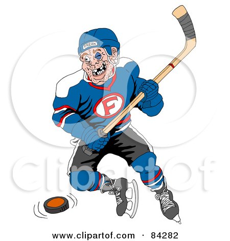 Royalty-Free (RF) Clipart Illustration of a Beat Up Hockey Player With Missing Teeth by LaffToon