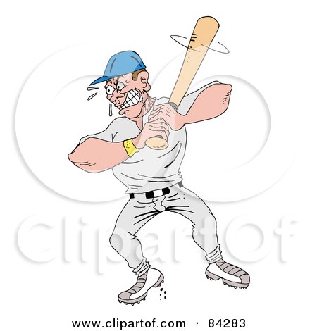 Royalty-Free (RF) Clipart Illustration of a Tough Baseball Player Up At Bat by LaffToon