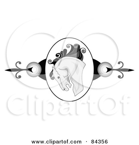 Royalty-Free (RF) Clipart Illustration of a Horse Head Cameo Website Header by C Charley-Franzwa