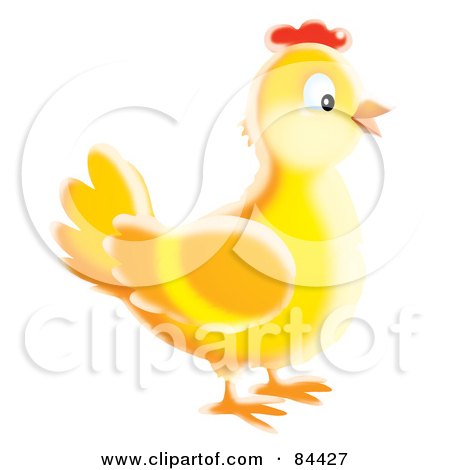 Royalty-Free (RF) Clipart Illustration of a Happy Yellow Airbrushed Chicken by Alex Bannykh