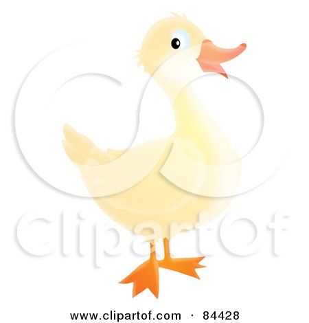 Royalty-Free (RF) Clipart Illustration of a Happy White Duck by Alex Bannykh