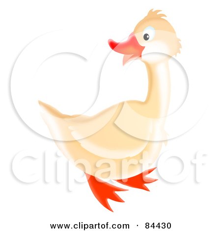 Royalty-Free (RF) Clipart Illustration of a Happy White Goose Looking Back by Alex Bannykh