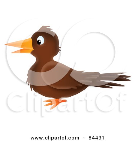 Royalty-Free (RF) Clipart Illustration of a Brown Airbrushed Bird by Alex Bannykh