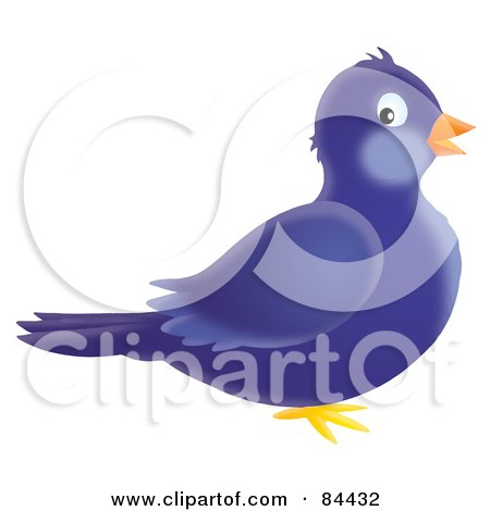 Royalty-Free (RF) Clipart Illustration of a Blue Airbrushed Bird by Alex Bannykh