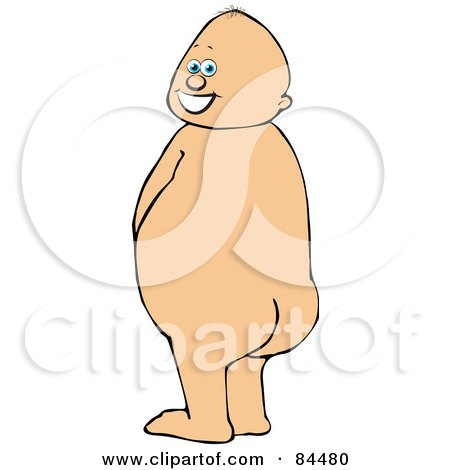 Royalty-Free (RF) Clipart Illustration of a Caucasian Baby Boy Standing And Peeing While Looking Back by djart