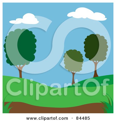 Royalty-Free (RF) Clipart Illustration of a Summer Time Park With Trees by Pams Clipart