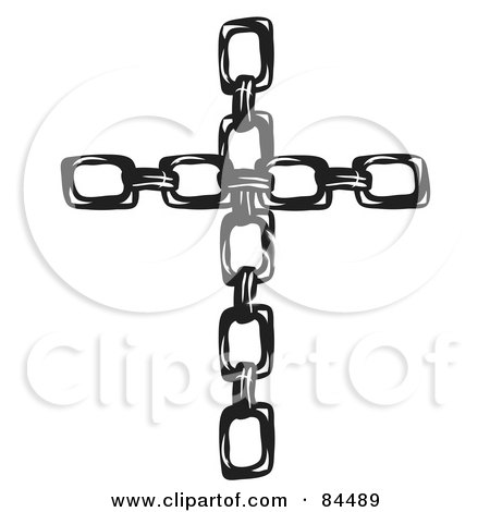 Royalty-Free (RF) Clipart Illustration of a Christian Cross Made Of Linked Chains by Pams Clipart