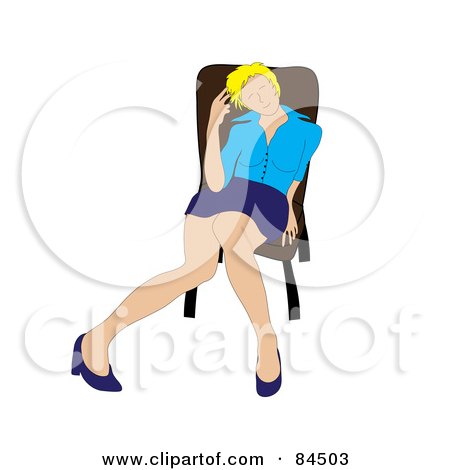 Royalty-Free (RF) Clipart Illustration of a Blond Caucasian Woman Slouching In A Chair And Playing With Her Hair by Pams Clipart