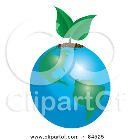 Royalty-Free (RF) Clipart Illustration of a Green Plant Sprouting From Earth by Pams Clipart