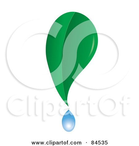 Royalty-Free (RF) Clipart Illustration of a Dew Drop Dripping From A Green Leaf by Pams Clipart