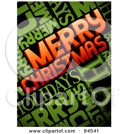 Royalty-Free (RF) Clipart Illustration of Red And Green Merry Christmas Words On Black by BNP Design Studio