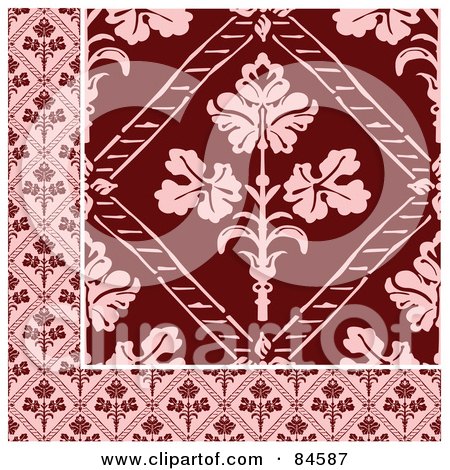 Royalty-Free (RF) Clipart Illustration of a Seamless Repeat Background Of A Pink And Red Corner Design by BestVector