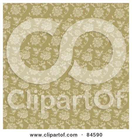 Royalty-Free (RF) Clipart Illustration of a Seamless Repeat Background Of Tan Flower Patterns by BestVector
