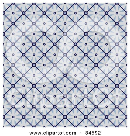 Royalty-Free (RF) Clipart Illustration of a Seamless Repeat Background Of Diamonds Over Blue Flowers by BestVector
