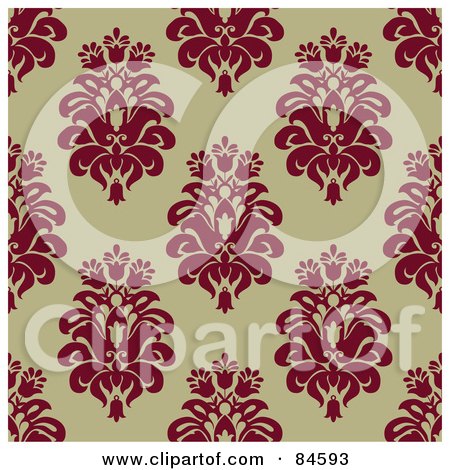 Royalty-Free (RF) Clipart Illustration of a Seamless Repeat Background Of Red Floral Crests On Tan by BestVector