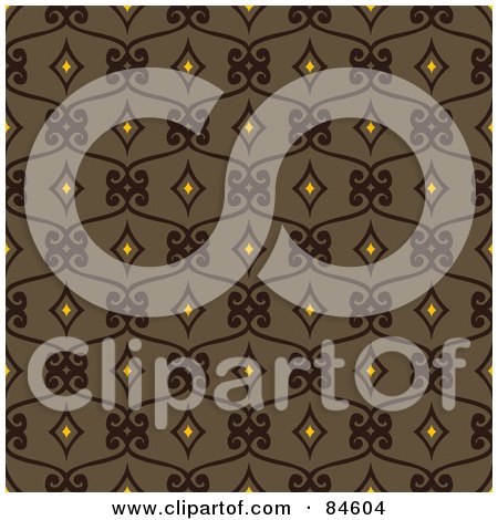 Royalty-Free (RF) Clipart Illustration of a Seamless Repeat Background Of Yellow And Brown Diamonds On Brown by BestVector