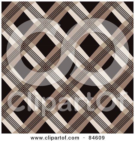 Royalty-Free (RF) Clipart Illustration of a Seamless Repeat Background Of Black Diamonds With Brown Crossing Lines by BestVector
