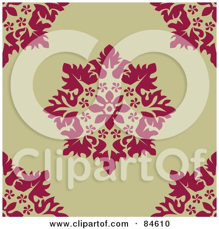 Royalty-Free (RF) Clipart Illustration of a Seamless Repeat Background Of Pink Flowers On Tan by BestVector