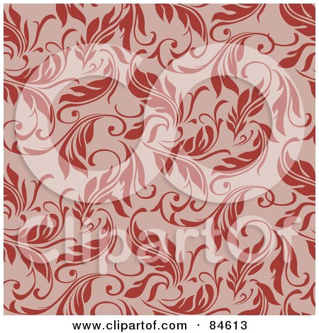 Royalty-Free (RF) Clipart Illustration of a Seamless Repeat Background Of Orange Red Leaves On Pink by BestVector