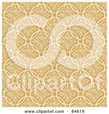 Royalty-Free (RF) Clipart Illustration of a Seamless Repeat Background Of Beige Flower Circles On Tan by BestVector