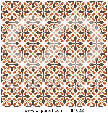 Royalty-Free (RF) Clipart Illustration of a Seamless Repeat Background Of Brown, Green And Orange Kaleidoscope Crosses by BestVector