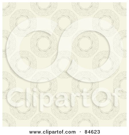 Royalty-Free (RF) Clipart Illustration of a Seamless Repeat Background Of Faint Swirly Rings On Beige by BestVector