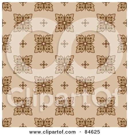 Royalty-Free (RF) Clipart Illustration of a Seamless Repeat Background Of Brown Flowers On Beige by BestVector