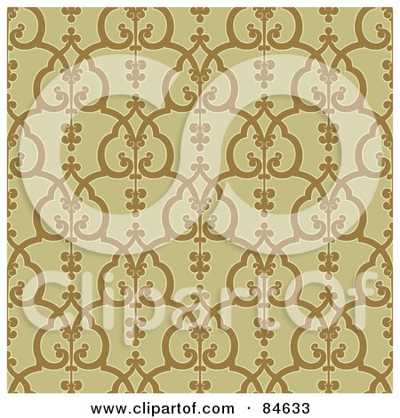 Royalty-Free (RF) Clipart Illustration of a Seamless Repeat Background Of A Brown Gate Pattern On Tan by BestVector