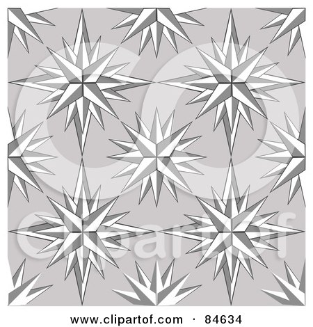Royalty-Free (RF) Clipart Illustration of a Seamless Repeat Background Of Sharp Pointy Stars On Gray by BestVector