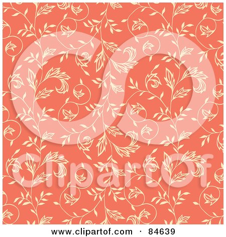 Royalty-Free (RF) Clipart Illustration of a Seamless Repeat Background Of Beige Ivy On Salmon Pink by BestVector