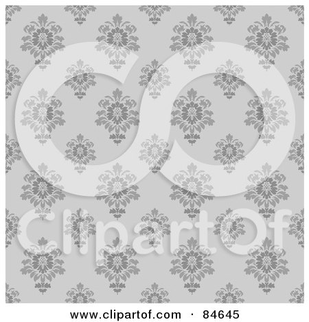 Royalty-Free (RF) Clip Art Illustration of a Seamless Repeat Background Of Gray Blossom Designs by BestVector