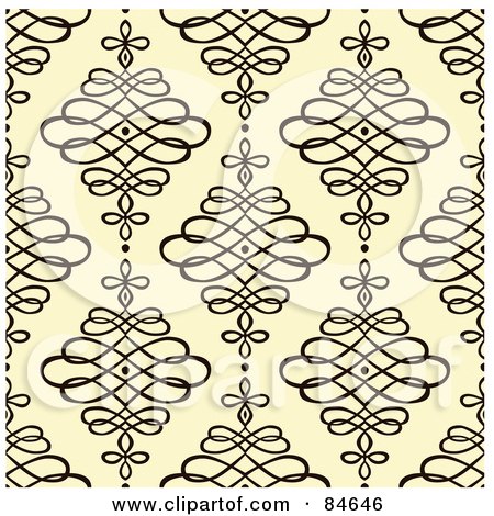 Royalty-Free (RF) Clipart Illustration of a Seamless Repeat Background Of Black Diamond Swirls On Beige by BestVector