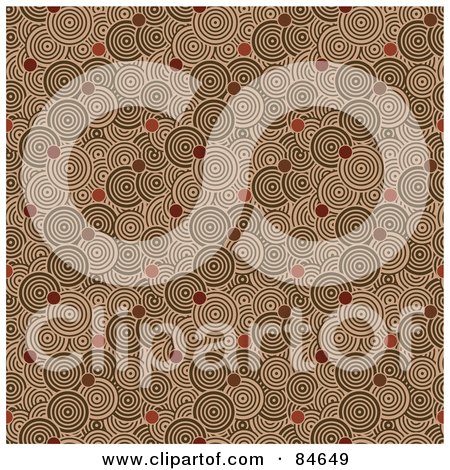 Royalty-Free (RF) Clipart Illustration of a Seamless Repeat Background Of Brown Circles And Orange Dots by BestVector