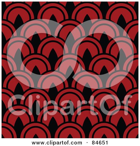 Royalty-Free (RF) Clipart Illustration of a Seamless Repeat Background Of Red And Black Circles by BestVector