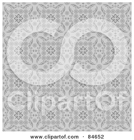 Royalty-Free (RF) Clipart Illustration of a Seamless Repeat Background Of Gray Floral Squares by BestVector