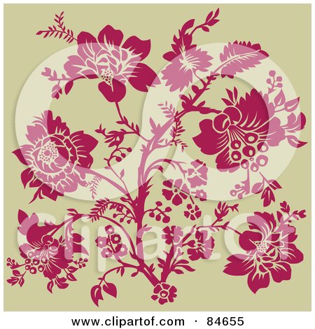 Royalty-Free (RF) Clipart Illustration of a Pink Rose Design On Beige by BestVector