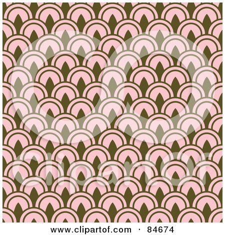 Royalty-Free (RF) Clipart Illustration of a Seamless Repeat Background Of Olive Green And Pink Circle Arches by BestVector