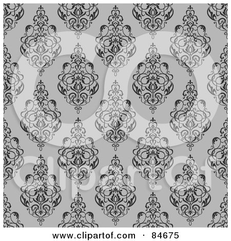 Royalty-Free (RF) Clipart Illustration of a Seamless Repeat Background Of Royal Flourishes On Gray by BestVector