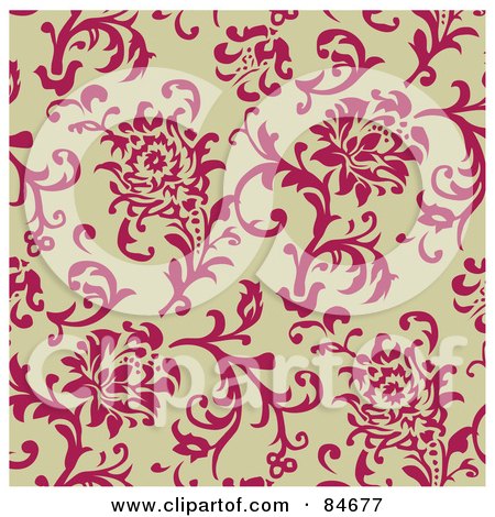 Royalty-Free (RF) Clip Art Illustration of a Seamless Repeat Background Of Pink Roses On Tan by BestVector