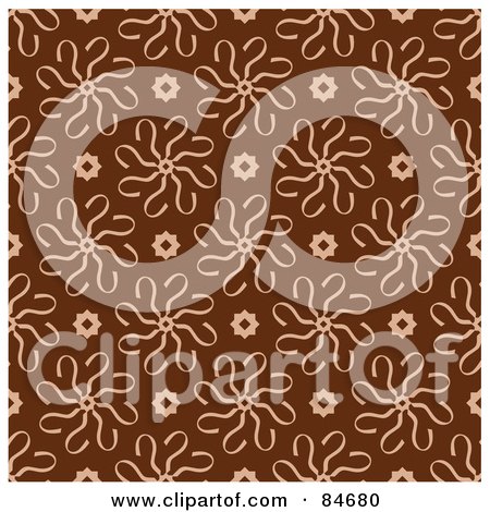 Royalty-Free (RF) Clipart Illustration of a Seamless Repeat Background Of Tan Spiral Flowers On Brown by BestVector