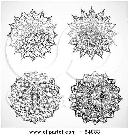 Royalty-Free (RF) Clipart Illustration of a Digital Collages Of Ornate Round Design Elements - Version 1 by BestVector