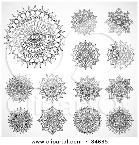 Royalty-Free (RF) Clipart Illustration of a Digital Collages Of Ornate Round Design Elements - Version 2 by BestVector